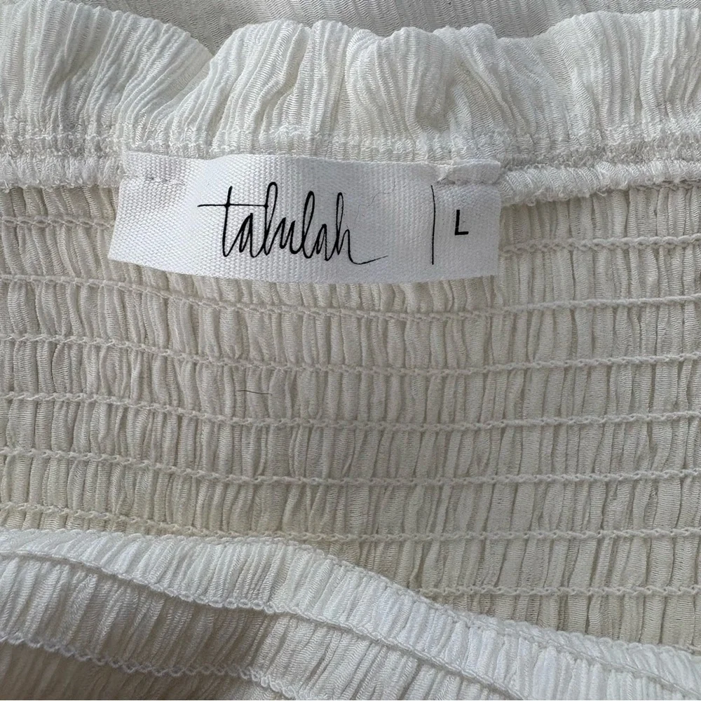 Talulah White Smocked Maxi Dress Shoulder Ties, Sz L - Picture 11 of 14